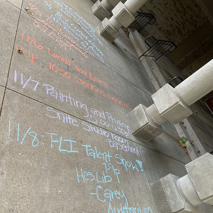 Sidewalk chalk itinerary for FLI Week.