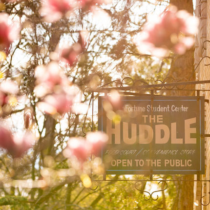 The Huddle sign on LaFortune (Photo by Matt Cashore/University of Notre Dame)