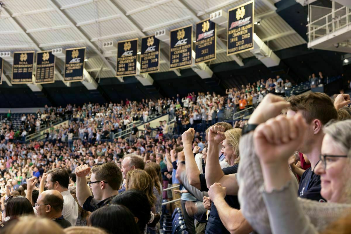 The University Welcome was held at Purcell Pavilion to welcome students and families to the Notre Dame family.
