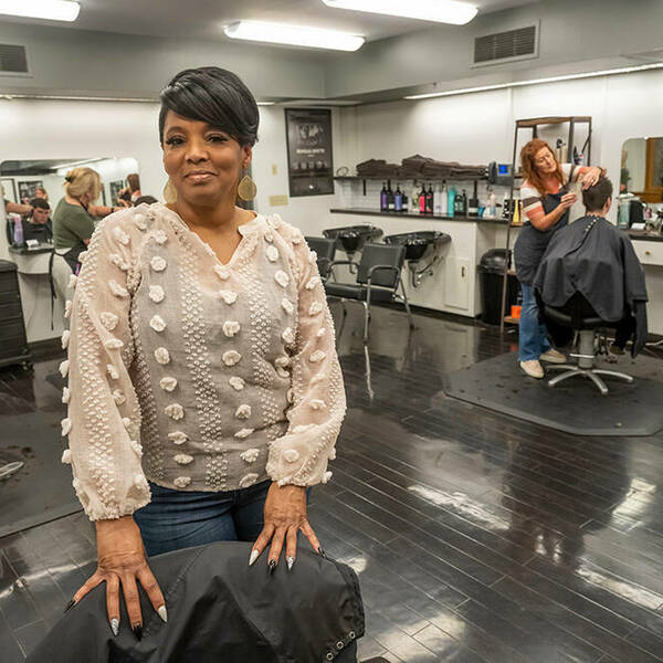 Yvette Wade, the new master stylist who will be doing African American hair at University Hair Stylists, currently located in the basement of LaFortune Student. (Photo by Barbara Johnston/University of Notre Dame)